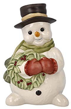 Goebel X-Mas Schneemann-Figur Schmückende Winterzeit aus Porzellan Mehrfarbig, Maße: 8cm x 7,5cm x 12cm, 66-703-93-1