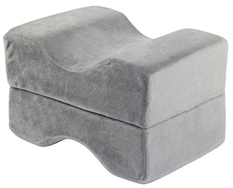 Alvinlite Memory Foam Kniekissen, Atmungsaktives Keilkontur Orthopädisches Beinkissen für Seitenschläfer, Schwangerschaft(Grau)