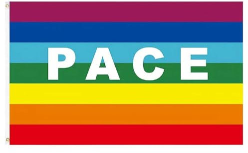 90 X 150 cm PACE Bandiera Arcobaleno Piede LGBT Gay per Interni all'aperto Pace Celebrazioni per Feste Decorazione per Sport da Giardino Colore vivido e resistente allo sbiadimento UV