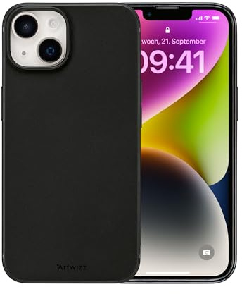 Artwizz TPU Case Hülle für iPhone 14 / iPhone 13 - Matte, Robuste & Elastische Handyhülle, Stoßfest & Kratzfest, Schutzhülle mit Kameraschutz & Schlaufenhalterung, Schwarz