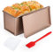 Cyimi Gold Pullman Loaf Tins with Lid Non-Stick Bread Tin Toast Mold with Cover Carbon Steel Corrugated Bread Tins 1lb 450g Dough Loaf Tin with Dough Scraper Cutter & Oil Brush (21.3x11.7x11.4cm)