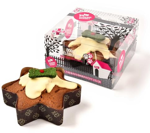 Hunde-Weihnachtspudding-Sternkuchen, Vanilleschwamm mit Vanille-Joghurt-Zuckerguss, Pawfect Weihnachts-Hundegeschenke, Adventskalender und Strumpffüller The Barking Bakery.