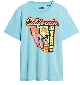 Superdry Herren Locker geschnittenes T-Shirt mit Neon-Reisegrafik