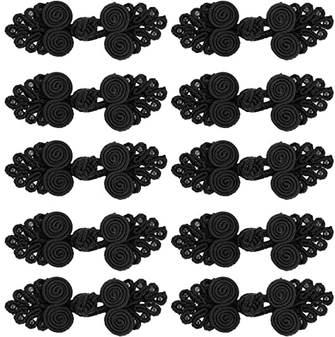 NUOBESTY 10 Piezas Botones Cheongsam Nudos Chinos Para Coser Cierre Chino De Costura Sujetadores Para Abrigos Suéteres Cárdigans Y Bufandas 2.28X0.86X0.15in