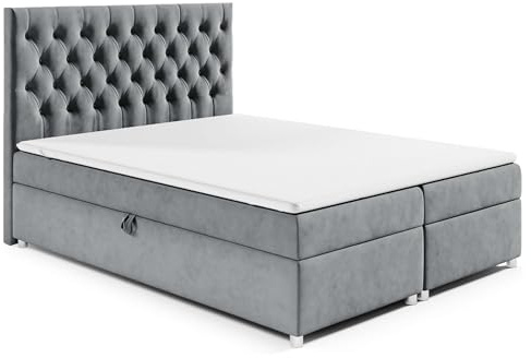 Best For Home Trinity K14 Boxspringbett mit 7-Zonen Bonell-Federkernmatratze | Boxspringbett 160x200 | Boxsprintbett mit Matratze Und Stauraum | Polsterbett 160x200 - Lieferung bis Bordsteinkante