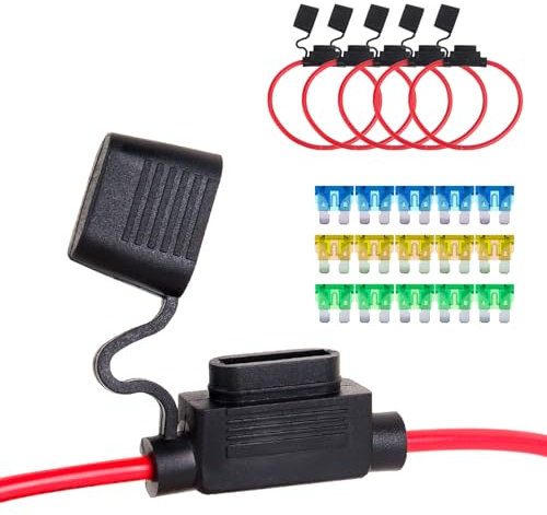 SCOOYUCK 5 Pcs 14 AWG Porte Fusible 12V Etanche, Standard Moyen ATC/ATO Porte Fusible Voiture, Equipe de Fusibles (5×20A, 5×15A, 5×10A) Pour les Voitures, les Camions, les Caravanes, les Bateaux, etc.