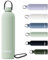 Exllena Gourde Isotherme 750 ml avec Poignée Pratique - Bouteille Isotherme avec 24 Heures de Conservation au 24h Froid/12h Chaud, Revêtement Anti-Dérapant - Étanche Sans BPA (Vert Sauge)