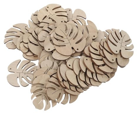 Ciieeo Holzausschnitte Monstera-blätter 50 Stück Unfertige Blätter Für Halskette Charm Wanddekoration