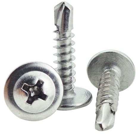 Fajoeda 4.2 x 19mm Selbstschneidende Schrauben Blechschrauben (Silber) | 100 Stück 410 Edelstah Bohrschrauben Metallschrauben