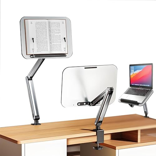 MEGAttA Bücherständer Bambus 360° drehbar, winkelverstellbar & mit Stauraum – ergonomischer Lesehalter für Bücher, Tablet, Kochbuch, Schreibtisch-Organizer, P87