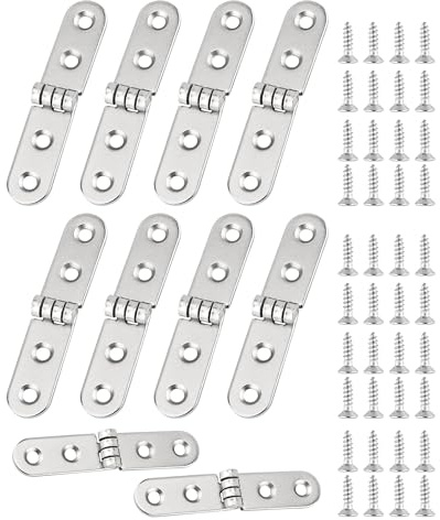 MenYiYDS 10 Piezas Bisagras Plegables de Acero, Bisagra Plegable de 180 Grados con Tornillos para Muebles y Mesa Plegable, Bisagras Plegables para Muebles Camper, Bisagras Pequeñas para Madera