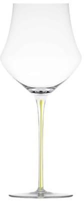 MEMENTO Wine - 1 Calice da Vino in Cristallo Soffiato, Fatto a Mano con Gambo Colorato - 670 ml (Giallo)