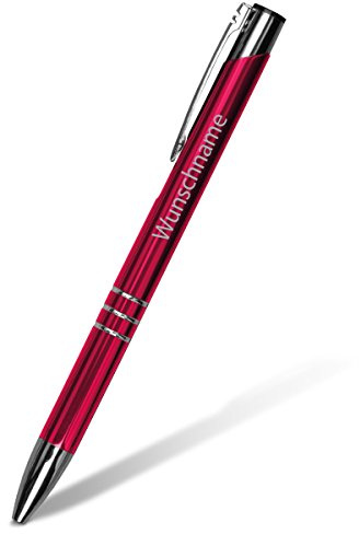 Personalisierte Kugelschreiber Chicago Stift Schriftzug inkl. individueller hochpräziser Lasergravur in Rot 1 bis 500 Stück Menge Konfigurierbar