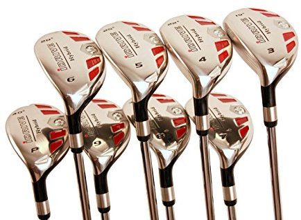 Left Handed Senior Men’s Golf All iDrive Hybrid Clubs Complete Full Set, which Includes: #3, 4, 5, 6, 7, 8, 9, PW Senior Flex with Premium Men's Arthritic Golf Grip
