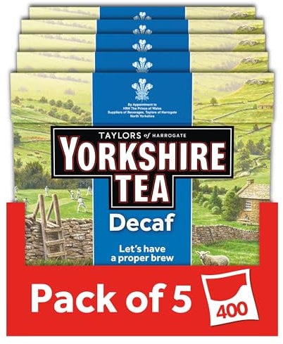 Yorkshire Tea Decaf, 5 Boxes of 80 Tea Bags (Total 400 Bags)