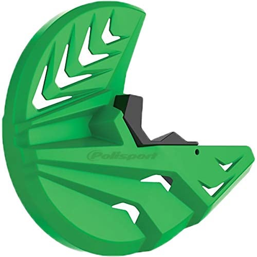Polisport 8151100003 - Impact and abrasion resistant polypropylene disc and lower fork protector compatible with Kawasaki motorcycles green