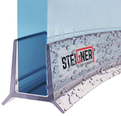 STEIGNER Joint de douche pour paroi en verre, 120cm, vitre 5/6mm, joint d'étanchéité PVC courbé pour les cabines de douche arrondies, UK24-06