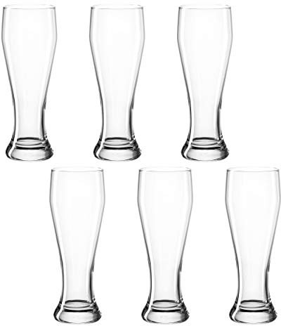 Montana:::Basic 075052 - Set di 6 Bicchieri da Birra weizen in Vetro Bianco da Birra, 500 ml