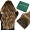 Easyouth Echthaar Extensions Clip in Balayage Echthaar Clip in Haarverlangerung Clip Extensions Echthaar Mittelbraun Mit Honigblond und Mittelbraun Braun 40 cm 120g #4/27/4
