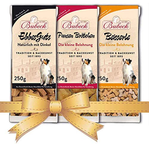 Hundekekse Bubeck | hart gebacken | 3 x 250g Bundle | Zahnpflegeleckerlies klein