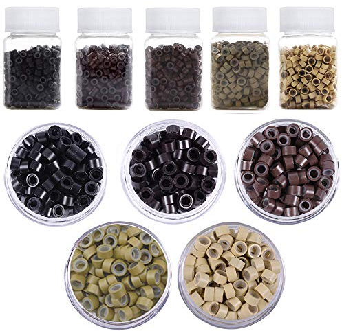 Kalolary 2500PCS Microrings, 5mm Micro Link Ringe Lined Micro-ring Links Beads Linkies für Spitze Haarverlängerungen Feder Haarverlängerungen Werkzeug