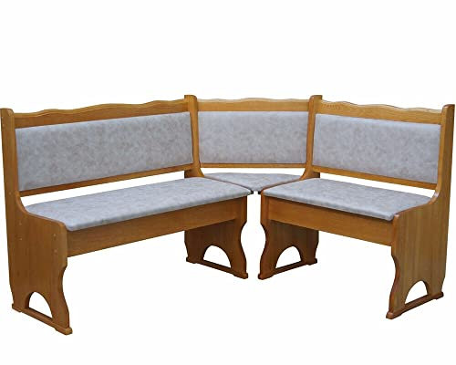 k koma Polster Eckbank Kiefer Holz, Alder Farbe mit Polsterung MASSIVHOLZ - NEU ÖKOLEDER BEIGE (140 x 180)