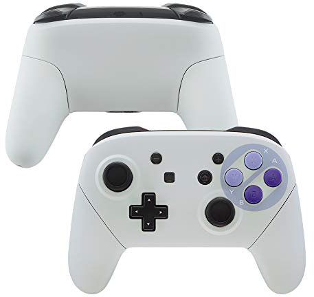 eXtremeRate Griff Hülle Set kompatibel mit Nintendo Switch Pro Controller, DIY-Ersatz Front Case/Back Shell&Handgriff Grips Case Gehäuse Zubehör für Switch Pro Controller-Classic SNES