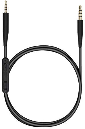 kwmobile Cable para Cascos Bose QuietComfort 35 - Cable de Repuesto 150CM con micrófono y Conector Jack Negro