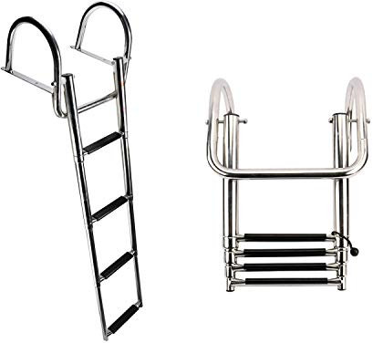 HYDDNice 4 Step Pontoon Boat Ladder Stainless Steel Telescoping Inboard Ladder Dock Ladder