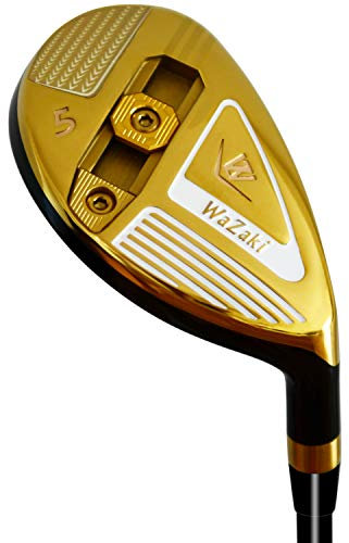 Japan WaZaki Single Hybrid Iron USGA R A Rules Golf Club with Cover,WLIII Model,Gold Finish,Adjustable,No 5, 23 Degree,Mens Senior Flex,65g Graphite Shaft,0.58 Grip,Right Handed