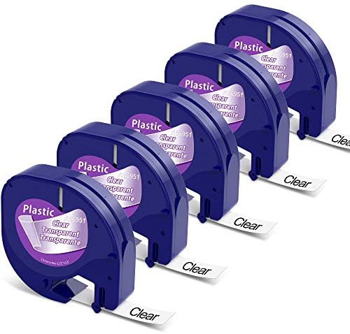 MarkField kompatibel mit Dymo Etikettenband Letratag Clear 12 mm x 4 m, kompatibel mit Dymo Letra Tag Transparent Bänder Durchsichtig Plastic Band 16951 S0721550 für LT-100H LT100T XR XM 200B