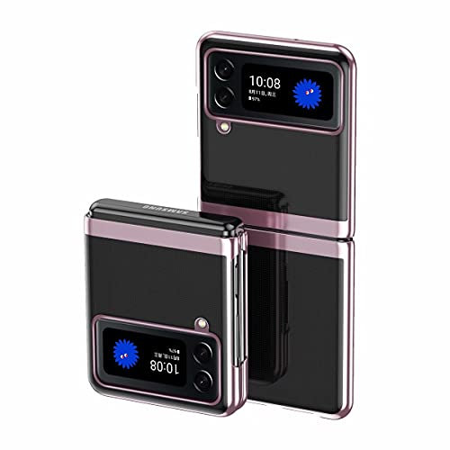 YukeTop Schutzhülle für Samsung Galaxy Z Flip 3, Klapphülle, Rundumschutz, Harter PC, stoßfest, stoßfest (Roségold)