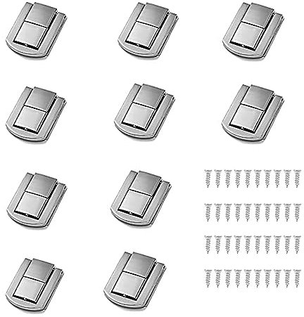 10 Stück Kistenverschluss,Haspe Verschluss mit 40 Schrauben,Spannverschluss Klein,Spannverschluss Edelstahl Box Hasp für Holztruhe Schmuckschatulle Geschenkbox Schubladen Schränke Silber
