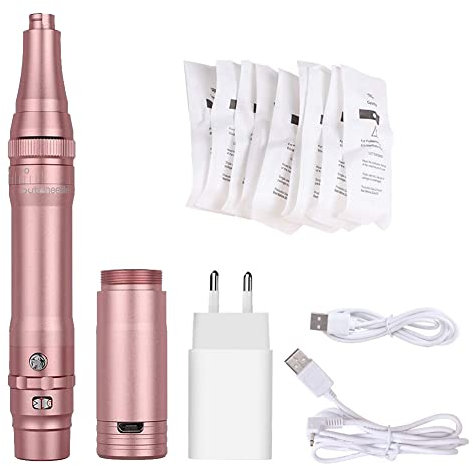 MTSM Kabellos Permanent Make up Maschine Stift Tattoo Rotary Maschine,Augenbraue Microblading Pen 10 Stück Nadeln Tätowierungsstift für Lip Eyeliner Haaransatz A950 (Roségold)