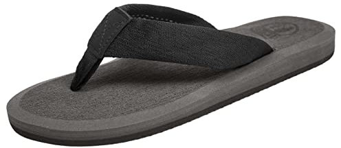NewDenBer Flip Flops Herren Stoff Zehentrenner Beach Pool Sandalen (44 EU, Dunkelgrau)