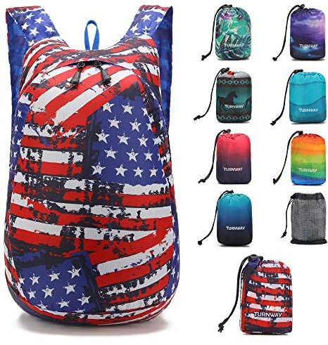 TurnWay Ultraleichter, wasserabweisender, verstaubarer Rucksack, faltbarer Wanderrucksack für Reisen, Camping, Radfahren, Outdoor