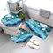AOLIGL Badematte Sommer Strand,Seesterne,Wellen Badematten Set rutschfest Waschbar Badgarnitur 3teilig - WC Deckelbezug U-förmigen Contour Badezimmerteppich Matte Flauschige Mikrofaser