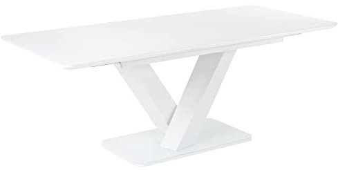 Table à Manger Extensible avec Plateau de Verre Design Moderne 160/200 x 90 cm Blanc Saltum