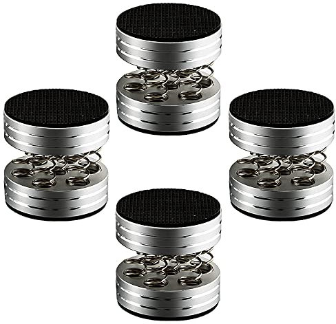 Tertullus 4 Pcs Spring Speaker Isolation Feet Turntable Feet For Hifi Devices Amplifier Turntable Dac Recorder Cd (FT4437-Silver)