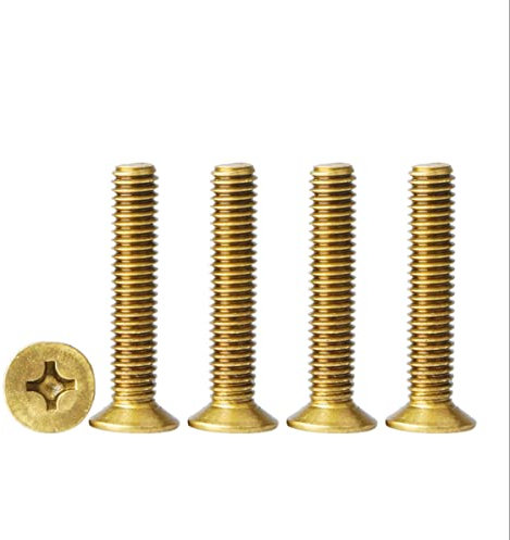 MACHSWON 10PCS M5 Brass Cross Countersunk Head Screws M5*20mm Brass Screw Threaded Flat Head Screws Cross Countersunk Head Copper Screw