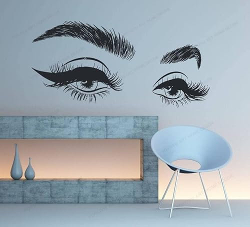 Wimpern Wandtattoo Mädchen Augen Augenbrauen Wand Kunst Wandbild Wimpern Verlängerung Machen Up Wand Aufkleber beayty Salon decor57x28cm