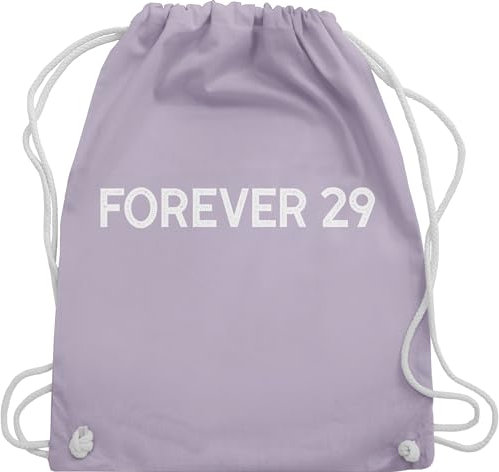 Turnbeutel Rucksack - Geburtstag Herren - Forever Twenty-Nine - Vintage - weiß - Unisize - Pastell Lila - trainingsbeutel stoffbeutel zugbeutel uni baumwolle