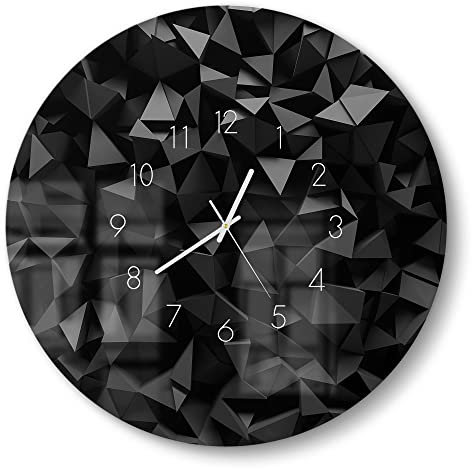 DEQORI Glasuhr | rund Ø 50 cm | Motiv Bizarre Oberfläche | große XXL Design Uhr aus Glas | leise Wanduhr für Wohnzimmer & Küche | moderne Hingucker Uhr für die Wand