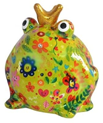 Pomme Pidou Spardose – Frosch Freddy Grün Motiv Blumen Lächeln