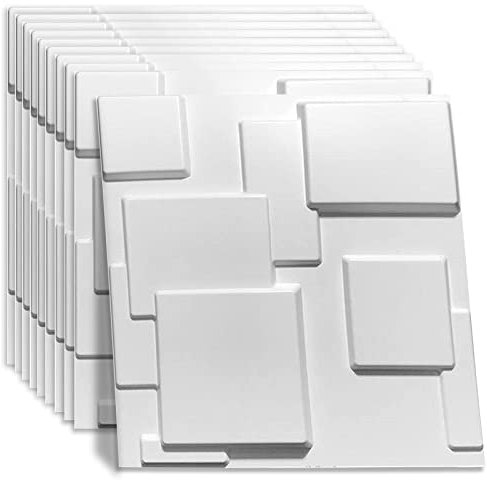 3D Wandpaneele - Wandpanel,50x50 cm, PVC, wasserdicht, matt weiß, 12er Set, umweltfreundlich, flammhemmend, perfekt für Gaming Deko