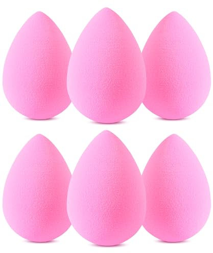 Foonbe Lot de 6 éponges de maquillage sans latex et haute définition pour poudre, crème et liquide, Wonder Blender Beauty Cosmetic (rose)