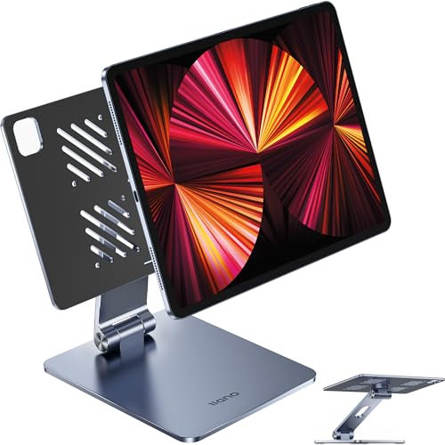 llano Faltbarer Magnetisch Ständer iPad Pro Ständer verstellbare Tablet-Halterung 360° Drehbar Verstellbar Aluminium Tablet Holder für iPad Pro 11 Generation