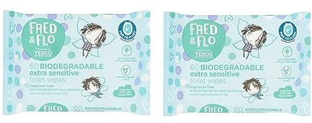 2x Fred & Flo Toilet Training Wipes Fragrance Free 60 Pack