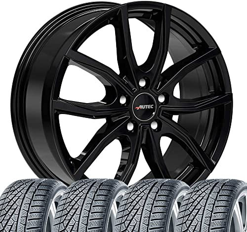 4 Winter Kompletträder 7x18 ET 45 5x112 Schwarz mit 235/55 R18 104V CON WinterContact TS 870 P XL FR kompatibel mit VW Tiguan Allspace, Tiguan
