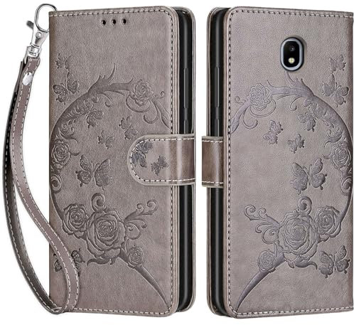 Cover per Samsung Galaxy J5 2017, Flip Caso in PU Pelle Premium Portafoglio Case [Kickstand] [Slot per Schede] [Chiusura Magnetica] Telefono Custodia con Samsung Galaxy J5 2017 Cover, Grigio